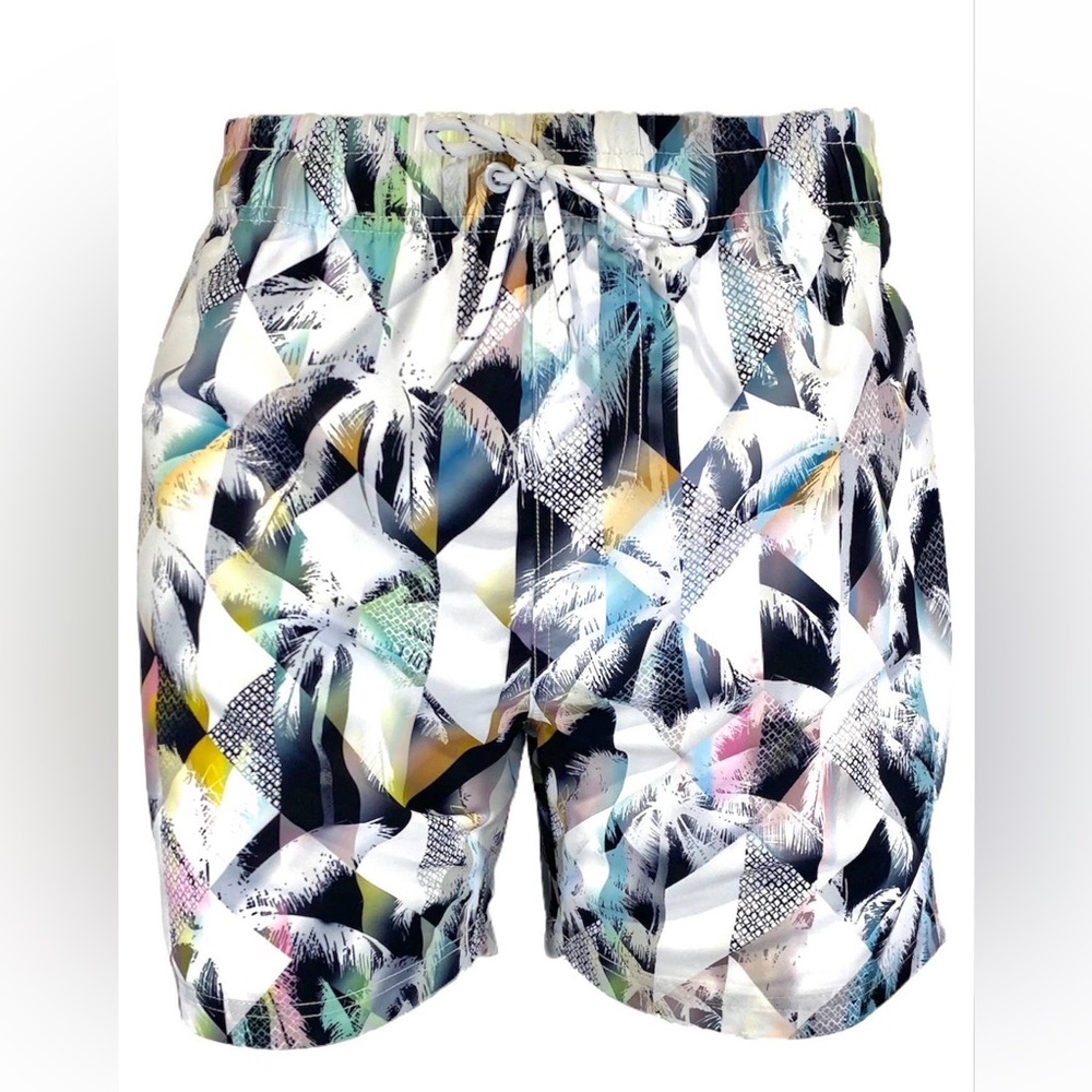Men's Swim Short-Multi Grid Palms